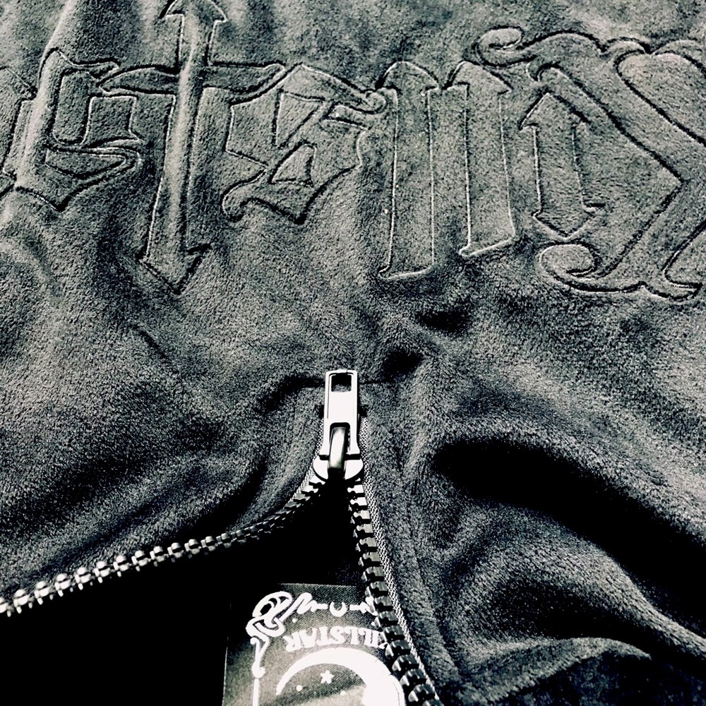 Killstar Just Crew-sin long-line velour black hoodie - UNISEX MEDIUM